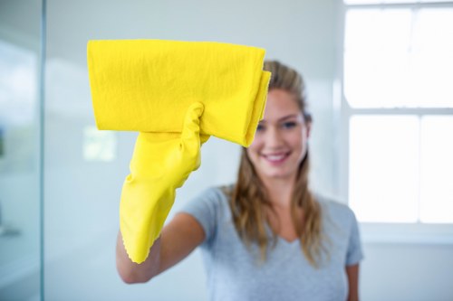 Professional Ruislip cleaners working in a clean home interior